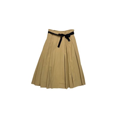 PRADA PLEATED CANVAS MIDI SKIRT